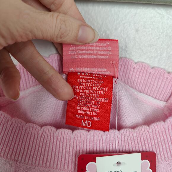 Hot Topic Strawberry Shortcake Knit Tank Top Womens Medium White Pink Gingham - Picture 7 of 9